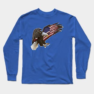 AMERICAN BALD EAGLE FLYING WITH FLAG WINGS Long Sleeve T-Shirt